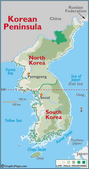 north korea korean peninsula map